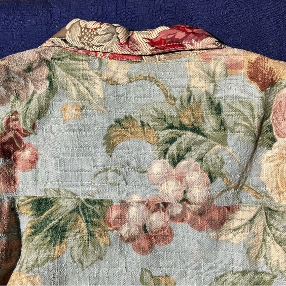 Vintage 80's My Boyfriends Back Floral Tapestry prairie Blazer jacket womens L - Picture 10 of 11